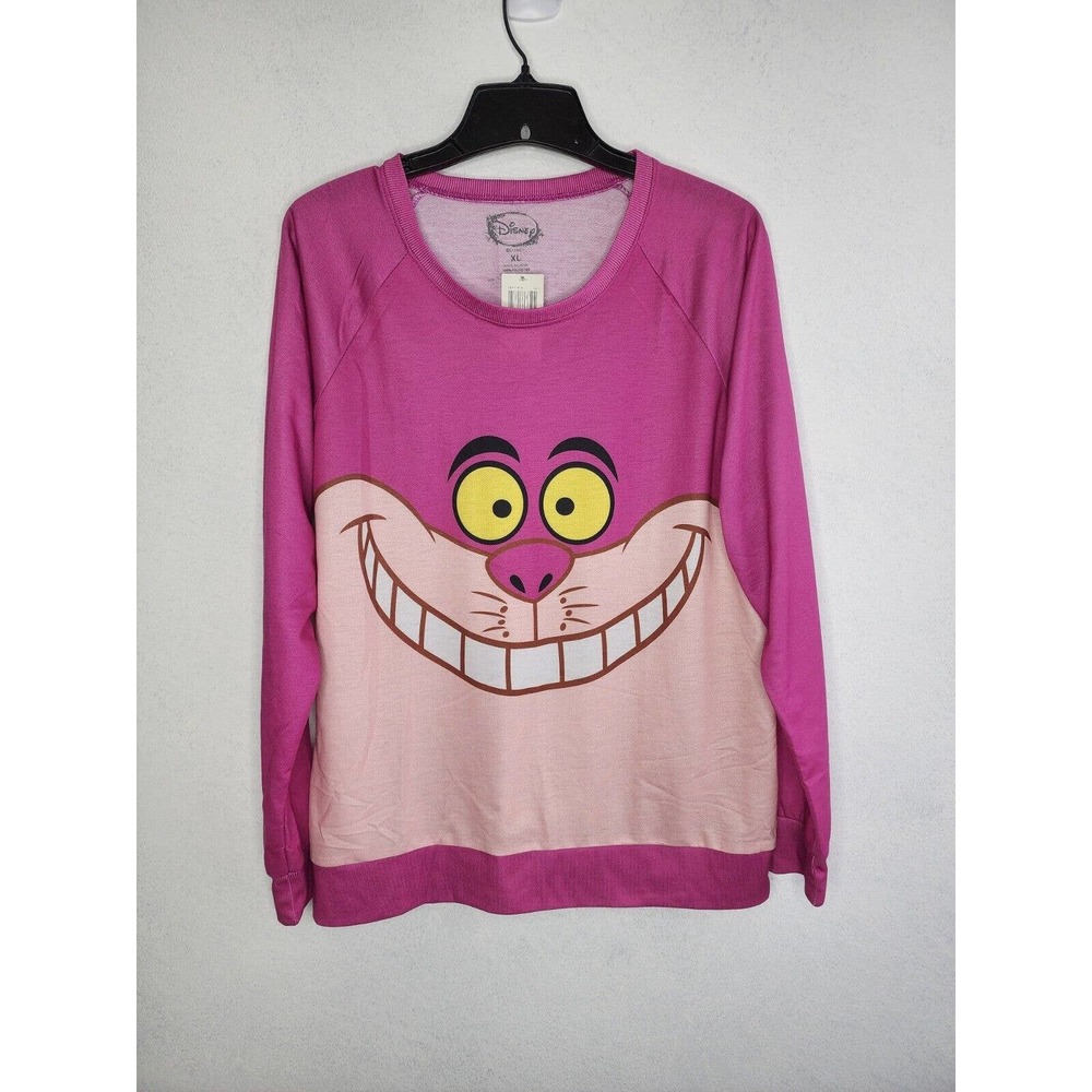 Alice in Wonderland Girls Juniors Light Sweatshirt Cheshire Cat Face Image Sz XL